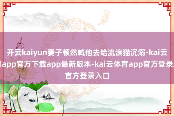 开云kaiyun妻子顿然喊他去给流浪猫沉溺-kai云体育app官方下载app最新版本-kai云体育app官方登录入口